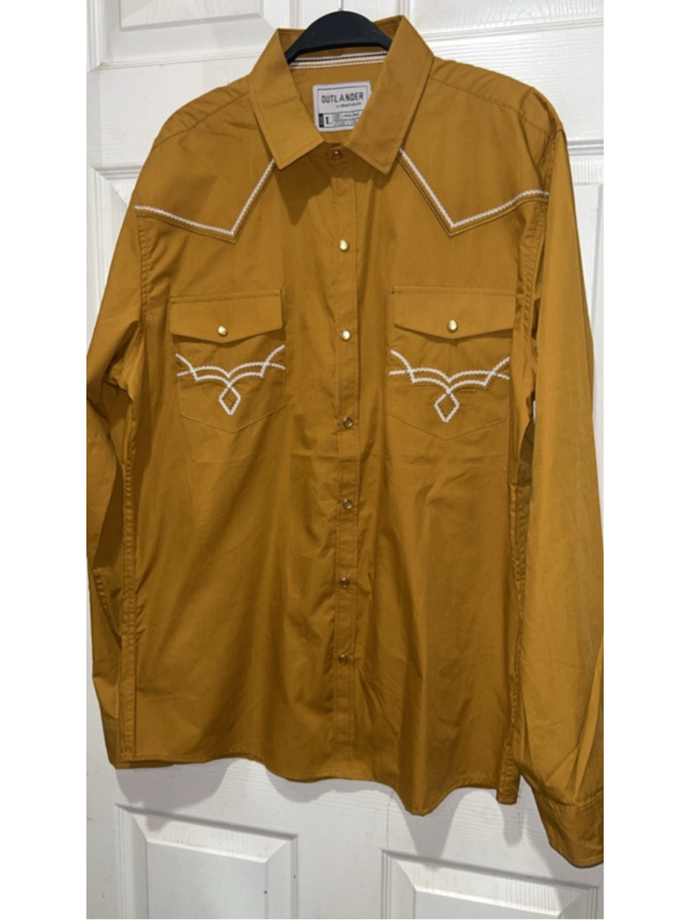 Men's OUTLANDER by CRAFT+FLOW Casual Button Down Shirt L Mustard White